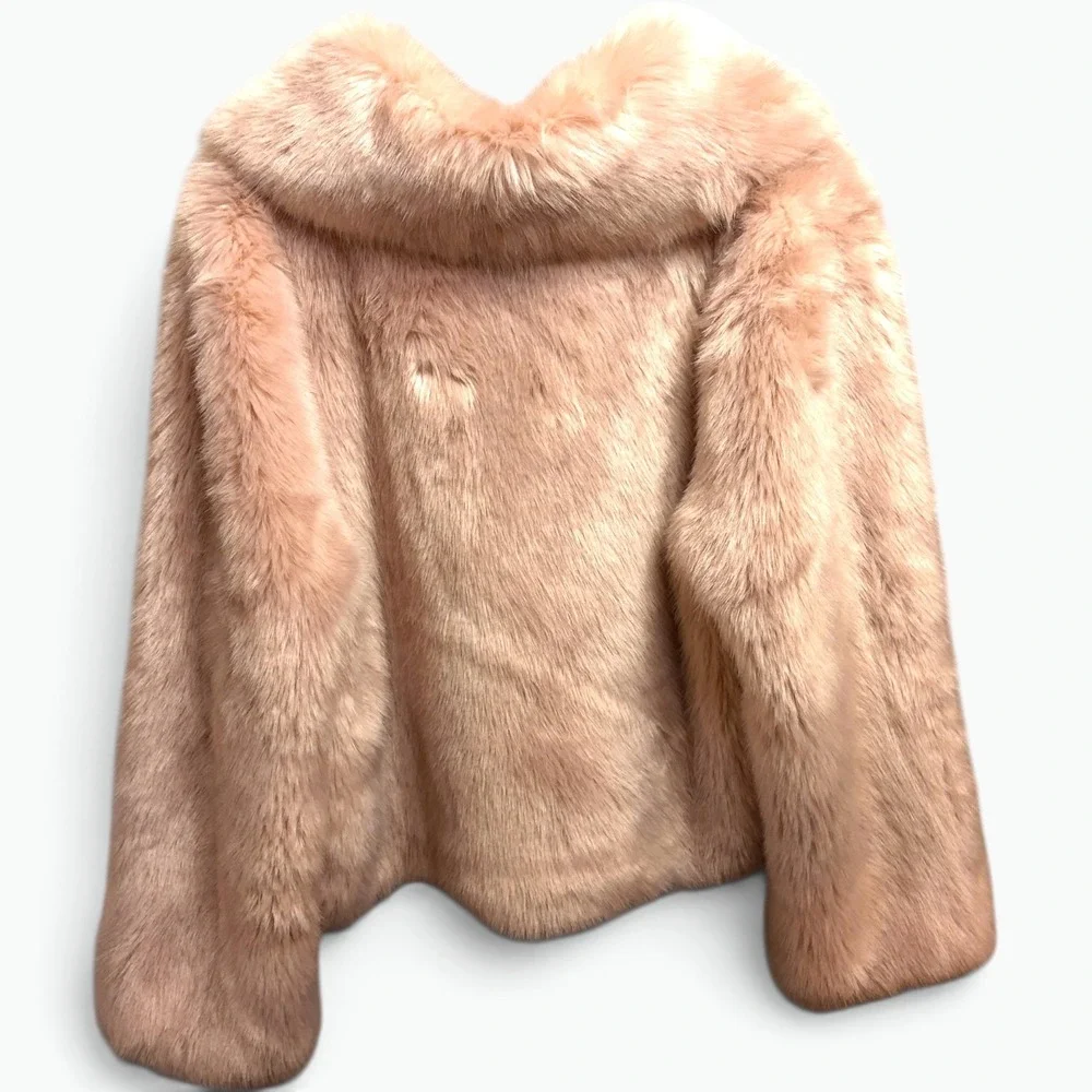 Cliche Pink Faux Fur Coat Coquette Glam Barbiecore XL Blush Winter Ski Bunny
